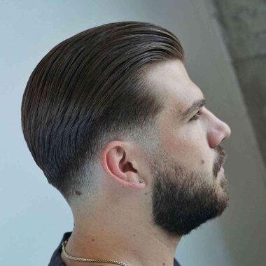 side view of man - short hair cur with beard