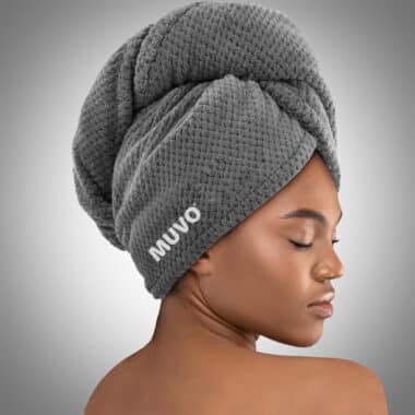 MUVO hair towel on model